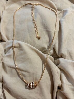 Free People Gold Ring Cluster Statement Necklace